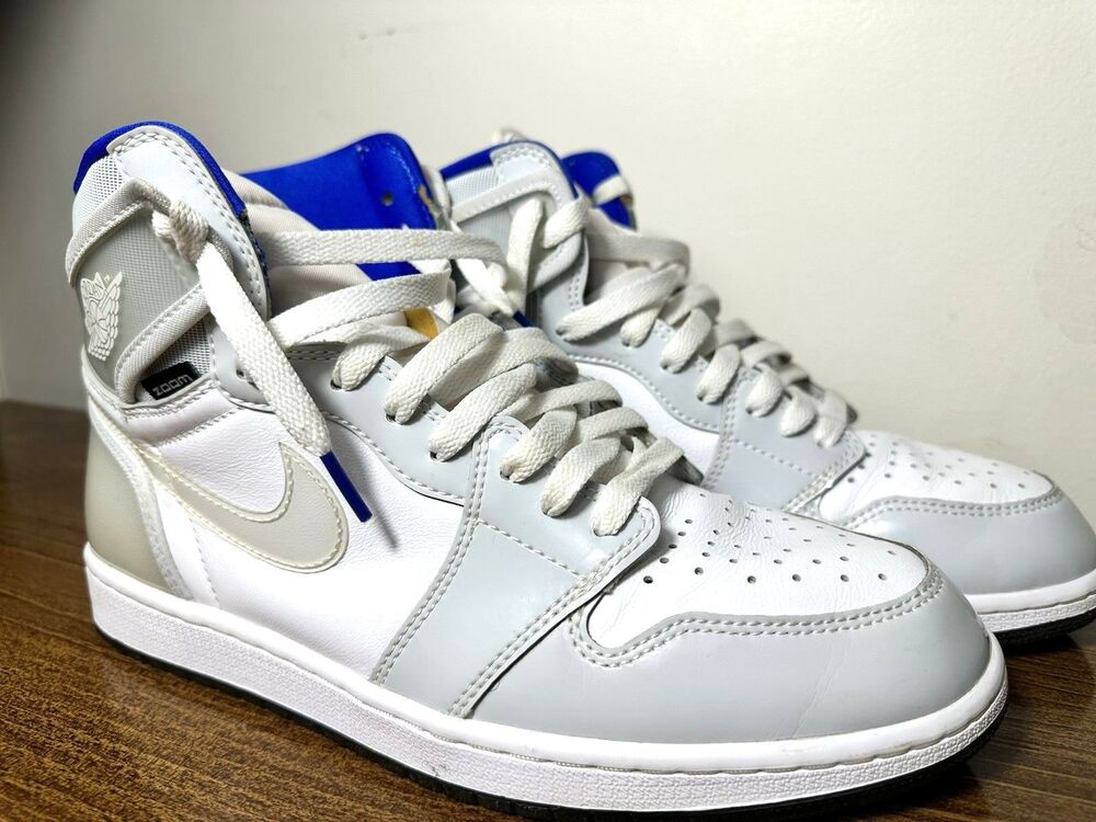 Nike Air Jordan 1 Zoom High Top Racer Blue White/Gray/Blue Sneakers US 10.5